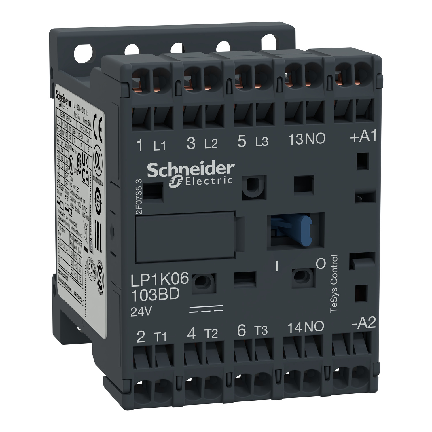 LP1K09103BD TeSys K Contactor, 690 V AC V Coil, 9/16/20 A, 1NO-3NO Contact, 3 Poles