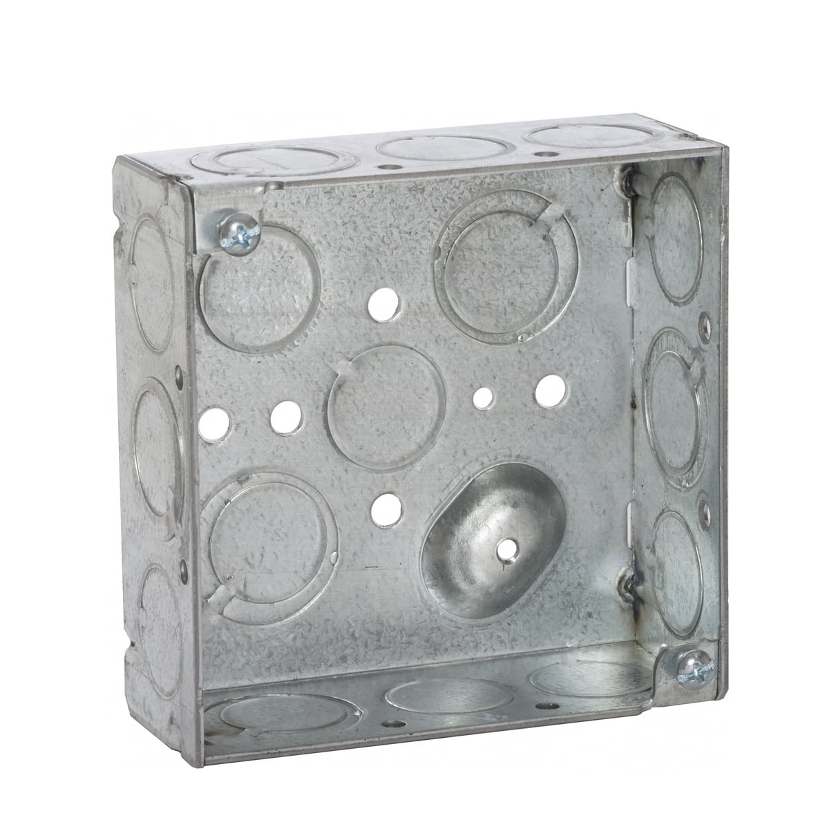 189 Square Box, Steel, 21 cu-in Capacity, (16) Knockouts, 4 in H x 4 in W x 1-1/2 in D