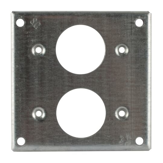 455 Steel City Outlet Box Cover, 4 in L x 4 in W, (2) Single Devices with 1.4 in Dia Opening Cover, Steel