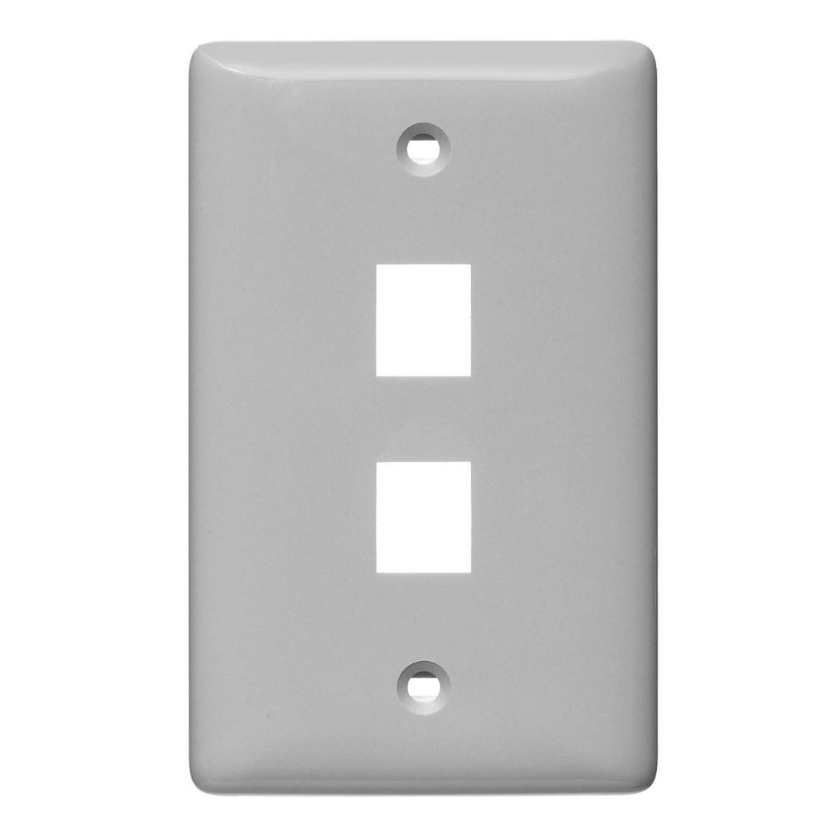 NSP12GY Standard Molded Keystone Faceplate, 1 Gangs, 2 Ports, Multimedia Module, Fastened Mount, High-Impact Thermoplastic