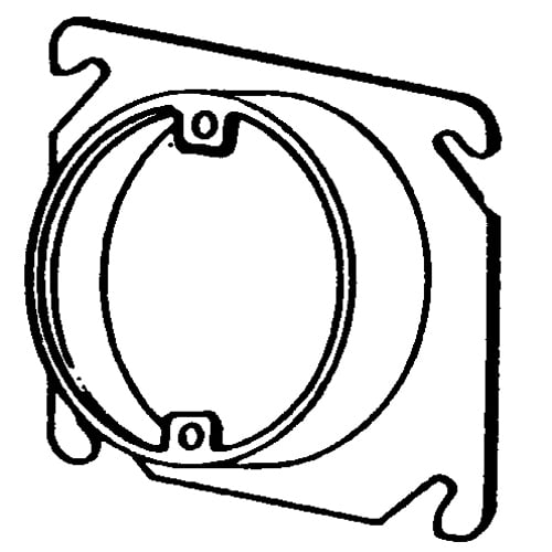 8461D Raised Square Box Cover, 4 in L x 4 in W x 1-1/4 in D, Steel