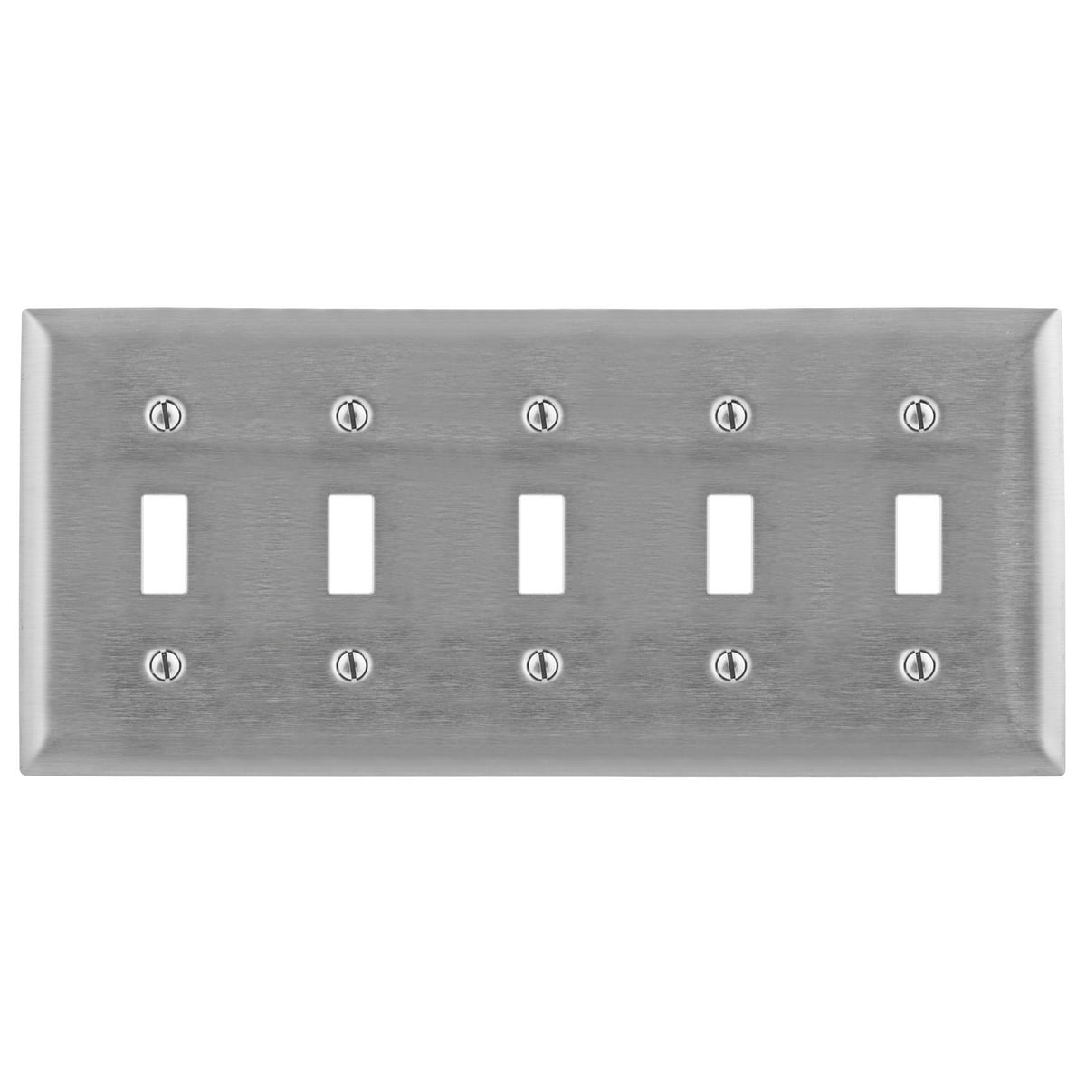 SS5C Standard Wall Plate, 5 Gangs, 11.6 in W x 4.1 in H, 302/304 Stainless Steel