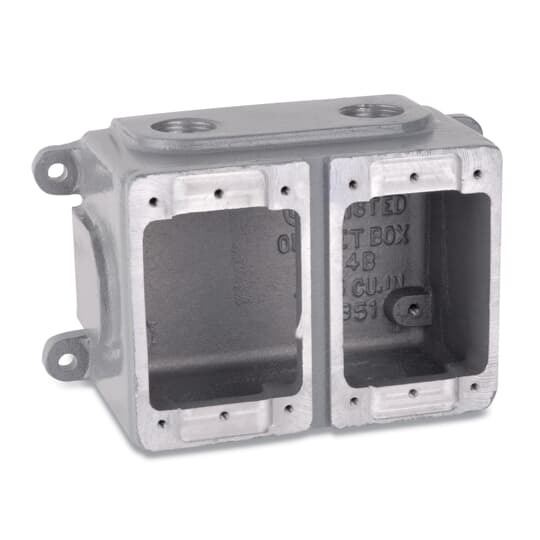 3712A Russellstoll DuraGard Type FD Conduit Box, 2 Gangs, Aluminum, Epoxy Powder Coated