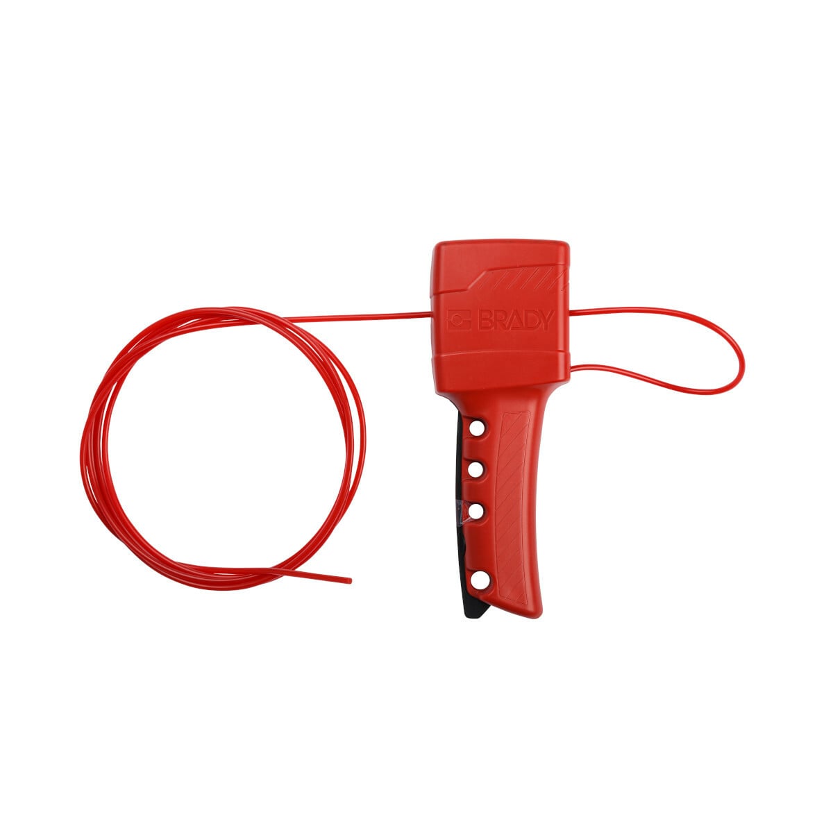 50941 All Purpose Cable Lockout, 1/8 in Dia x 8 ft L Nylon Cable, 4 Padlocks, Red, 9/32 in Dia Max Padlock Shackle, Glass Filled Nylon Body, OSHA 1910.147