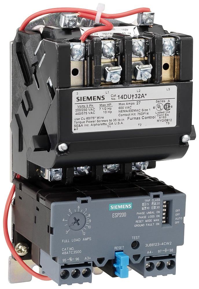 14FUF32AA Class 14 Full Voltage Motor Starter, 110 to 120/220 to 240 VAC V Coil, Non-Reversing Action, 3 Poles, Open Enclosure