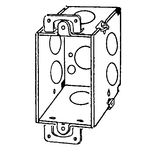 335 Square Corner Gangable Switch Box, Steel, 14 cu-in Capacity, 1 Gangs, 7 Knockouts