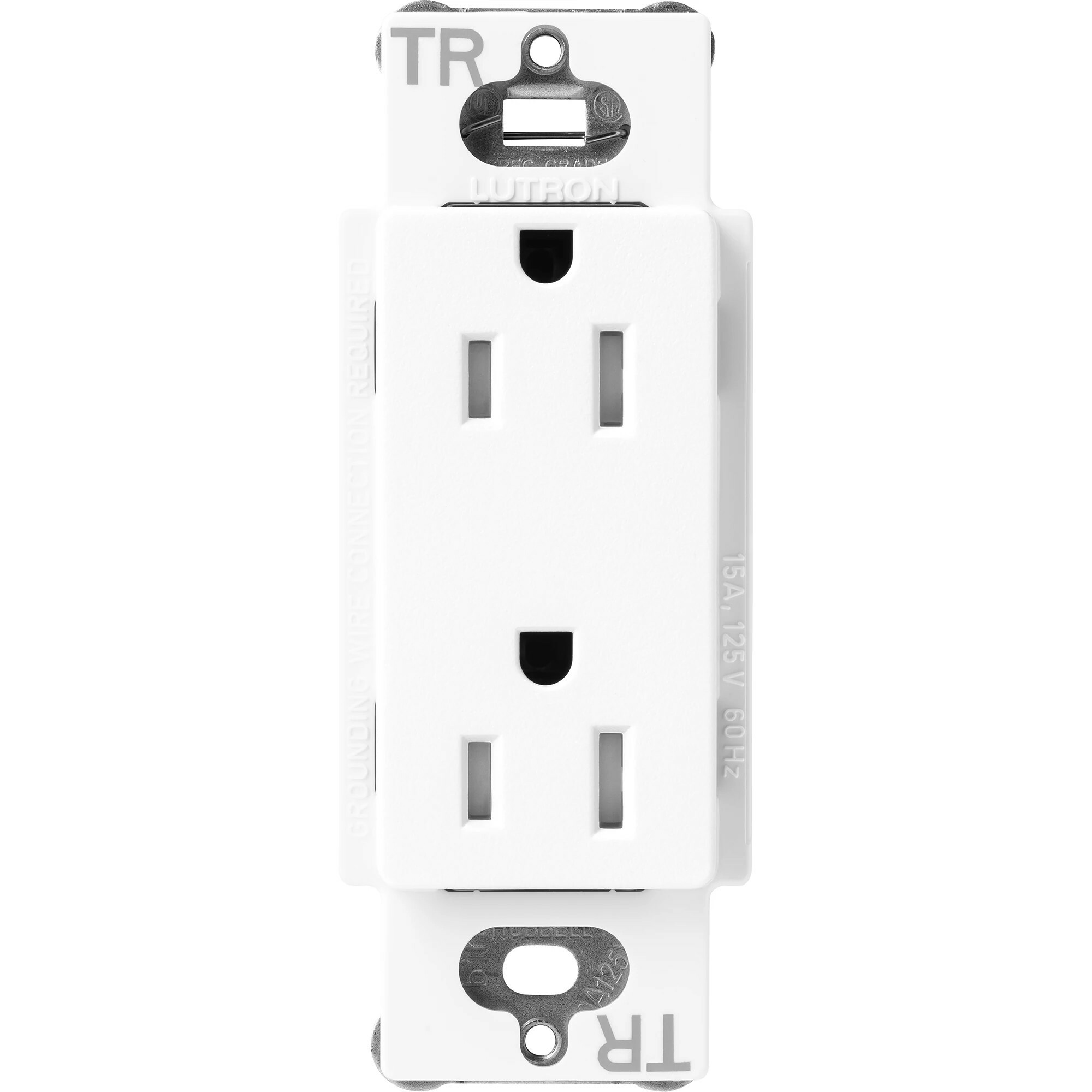 SCRS-15-TR-BW Claro Tamper-Resistant Duplex Receptacle, Decorator-Style Outlet, 15 Amp, Satin, Brilliant White