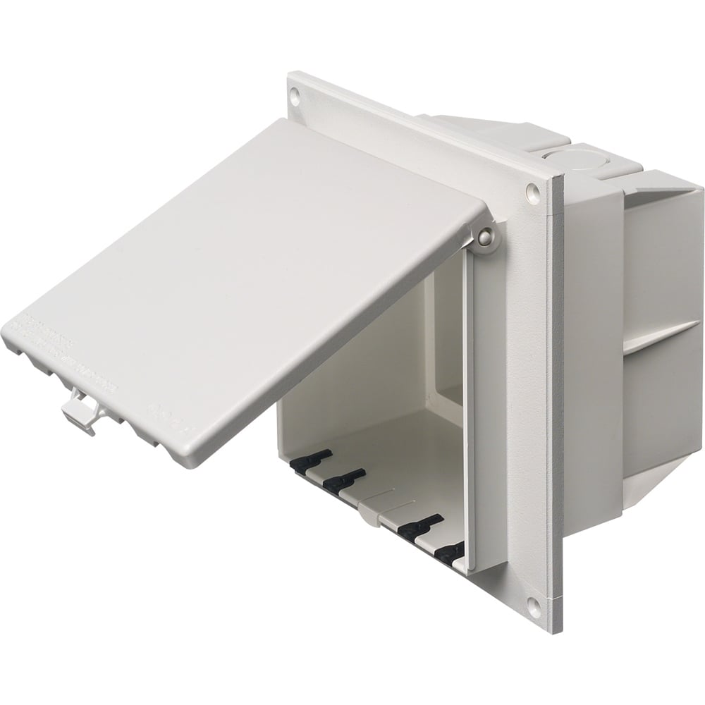 DBVR2W InBox DB Series 1-Piece Low Profile Electrical Box, Plastic, 22 cu-in Capacity, 2 Gangs, 7.159 in L x 6.888 in W x 5.142 in D