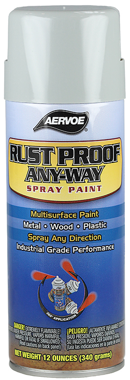 361 Aervoe Rustproof Solvent Based Spray Paint, 16 oz Container, Liquid Form, Light Gray, 11 sq-ft Coverage, 72 hr Curing