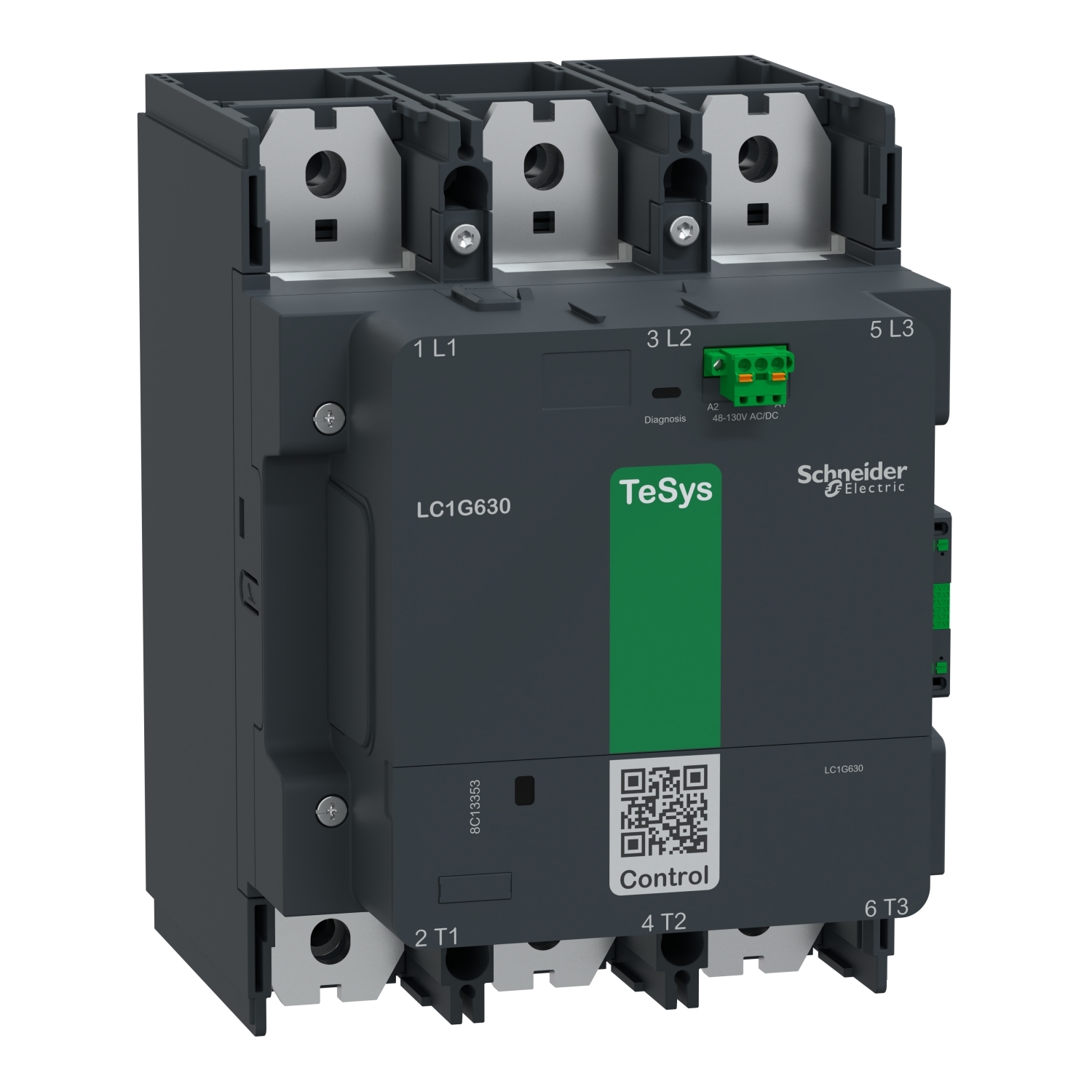 LC1G630EHEN LC1G Contactor, 48 to 130 V AC/DC V Coil, 1050 A, 4NO Contact, 3 Poles