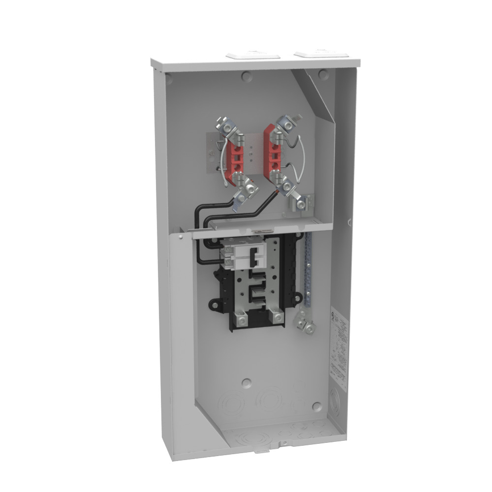 U5168-XTL-100-KK-ALT Single Position Meter Socket with Main and Load Center, 200 Amp, 1 Phase, Ringless, Horn, 4 Term, OH, UG, 240V