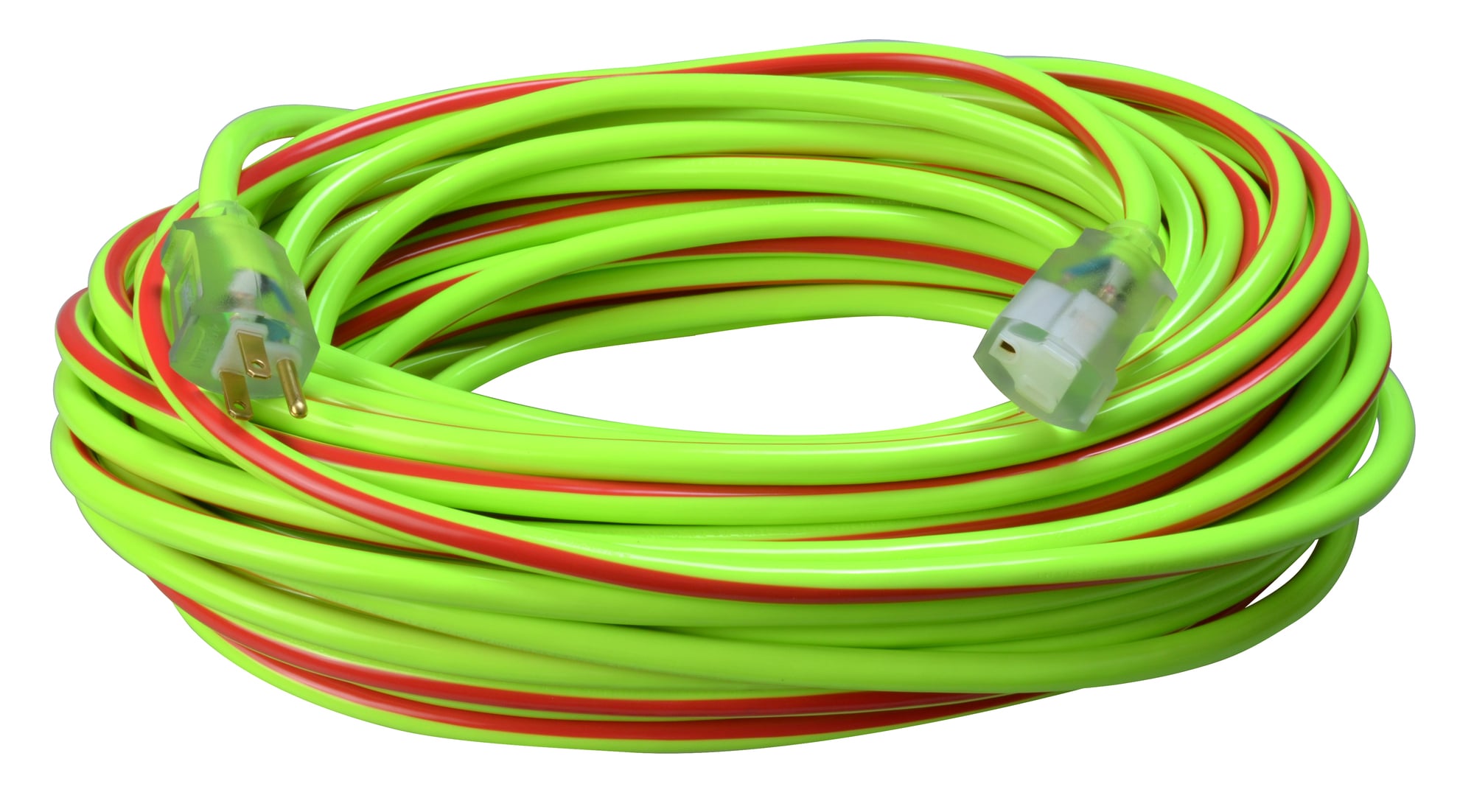 2549SW0054 Stripes & Cool Colors Heavy Duty High Visibility Waterproof Extension Cord With Power Light Indicator, 125 V, 15 A, 1875 W, 100 ft L Cord, 3 Conductors