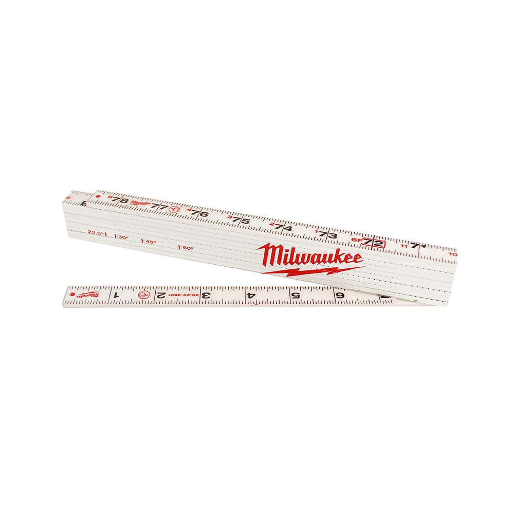 48-22-3801 Folding Rule, Graduations 1/16 in, 9-1/4 in L, Composite Laminate/Fiberglass, White