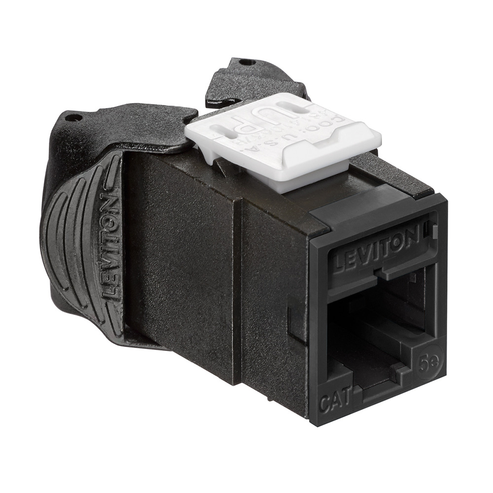5EUJK-RE5 Atlast-X1 QuickPort Component Rated Standard UTP Connector, Cat 5e Module, Flush Mount, 1 Port, Black