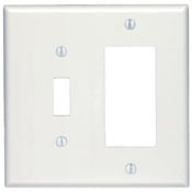 80605-W Decora Midway Size Combination Wall Plate, 2 Gangs, 4.94 in W x 4.875 in H, Thermoset, White