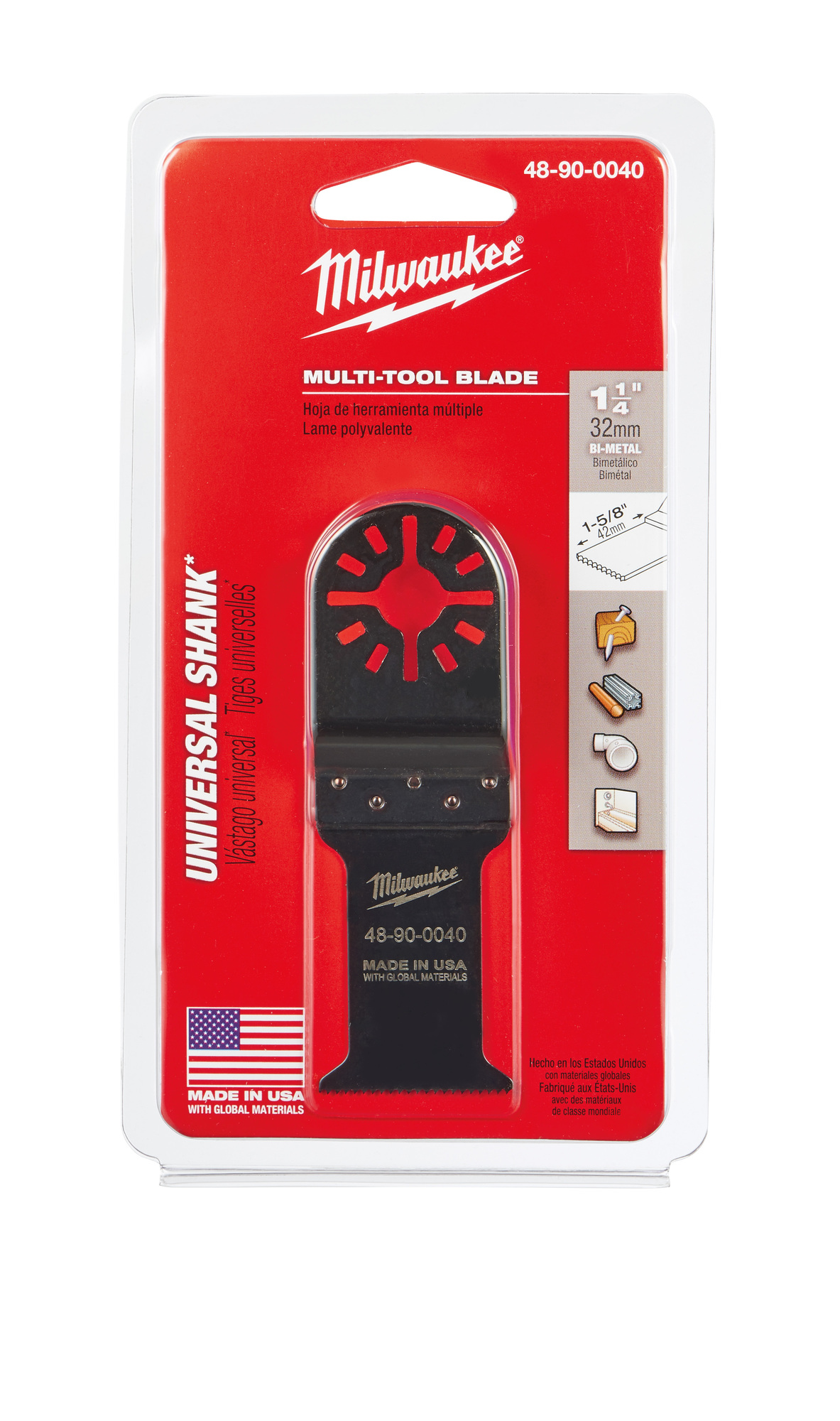 48-90-0040 Multi-Tool Blade, For Use With Oscillating Tool, 1-1/4 in Dia Cutting, Bi-Metal
