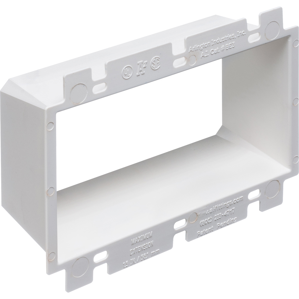 BE3 Heavy Duty Set Back Box Extender, 3 Gangs, 4.188 in L x 5.937 in W, Plastic