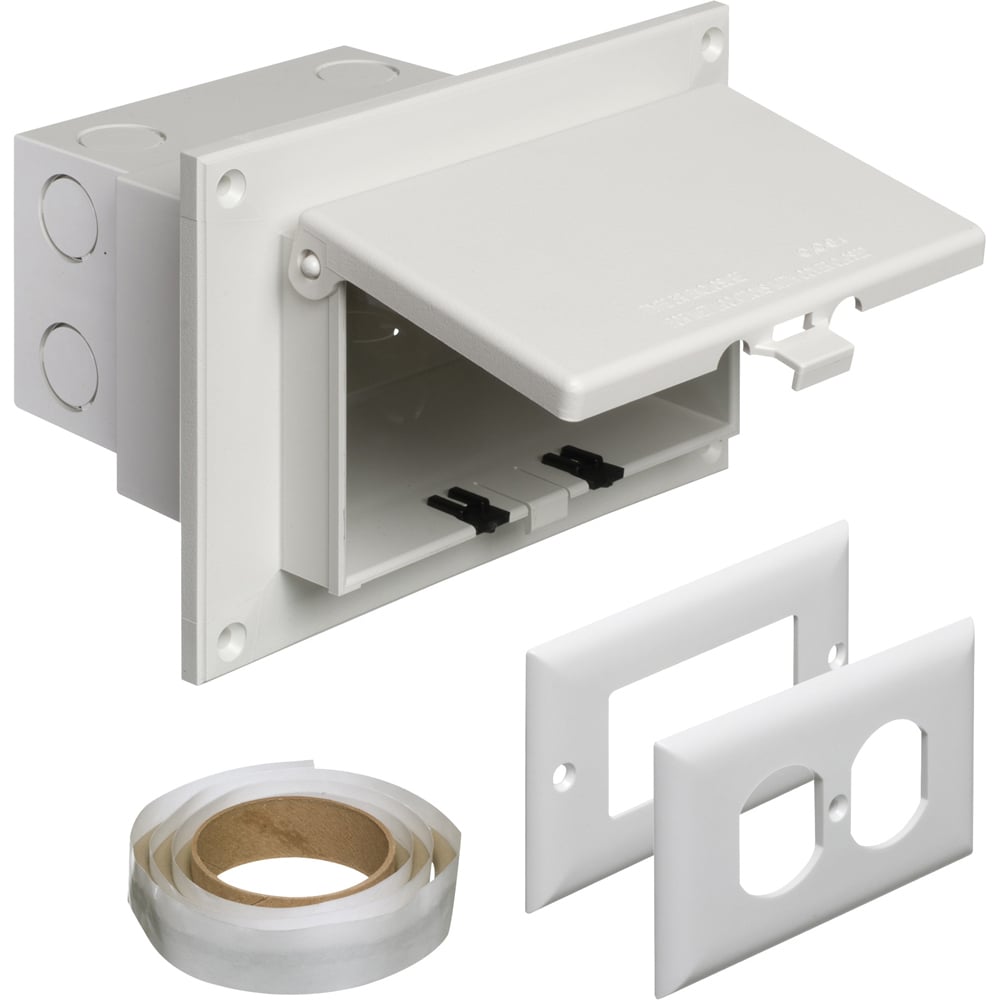 DBHR1W InBox DB Series 1-Piece Low Profile Electrical Box, Plastic, 22 cu-in Capacity, 1 Gang, 1 Outlet, 7.186 in L x 4.934 in W x 5.16 in D