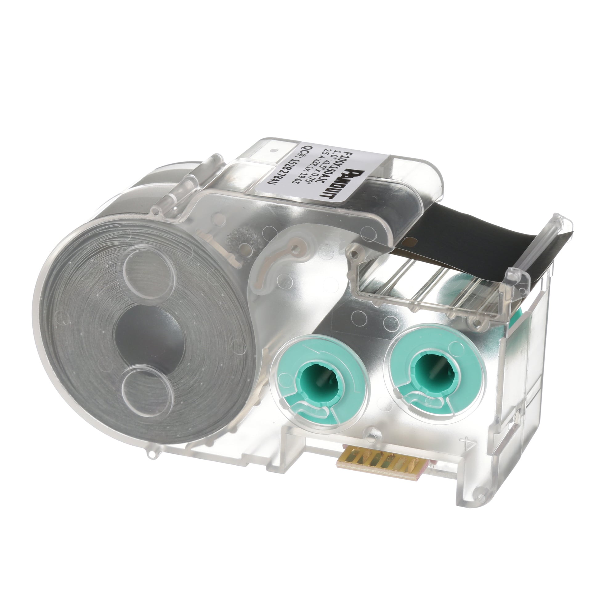 F100X150AJC P1 Turn-Tell Wire Cable Label Flag Label Cassette, 1-1/2 in L x 1 in W, Black/White, Polyester