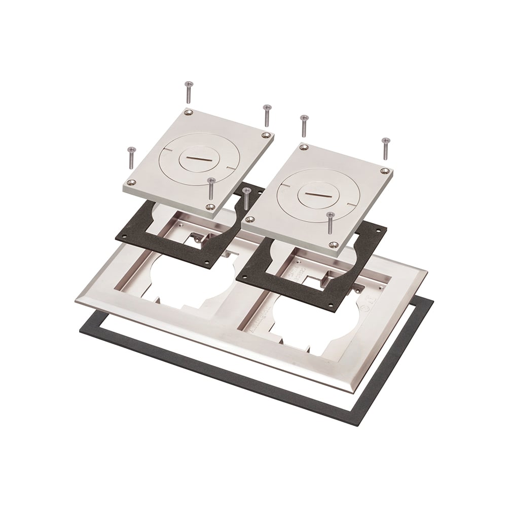 FLBC8523NL Gangable Box Cover Kit With Furniture Feed Insert, 6.094 in L x 9.288 in W, Zinc