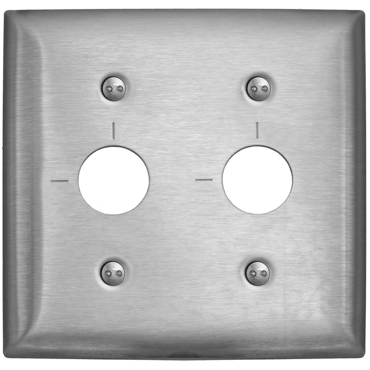 SS22RKLM Non-Magnetic Standard Wall Plate with Position Markings, 2 Gangs, 302/304 Stainless Steel, Metallic