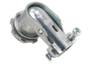 802-MCIA2 Bridgeport Whipper-Snap 90 deg Cable Connector With Steel Cover, 3/8 in Trade, 1 Conductor, 0.42 to 0.55 in Dia Cable Openings, Die Cast Zinc, Ball Burnished/Mirror Smooth