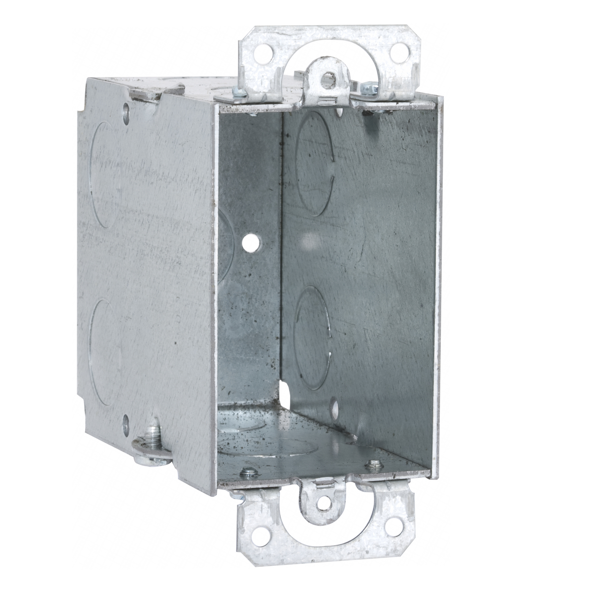590 Gangable Switch Box, Steel, 18 cu-in Capacity, 1 Gangs, (1) Outlets, (9) Knockouts, 2 in H x 4.22 in W x 3.5 in D
