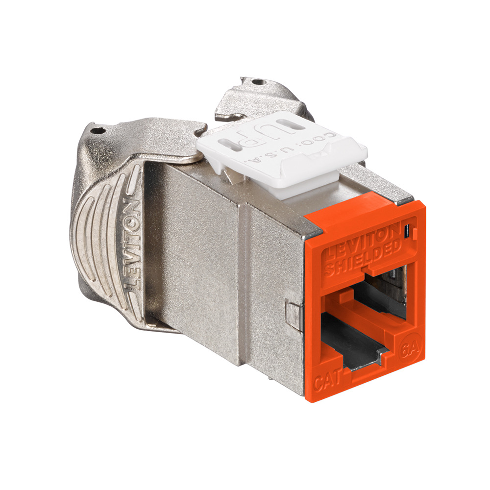6ASJK-RO6 Atlast-X1 QuickPort Component Rated Shielded Connector, Cat 6a Module, Surface Mount, Die Cast Zinc, Orange