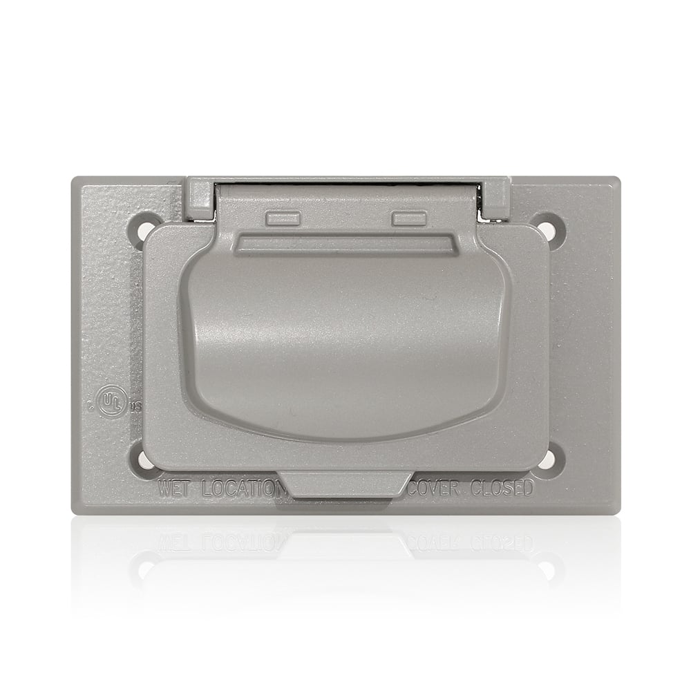WM1HF-GY Outlet Box Cover, 4.7 in L x 2.95 in W x 0.98 in D, Weatherproof Cover, Aluminum