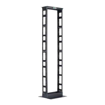 2-Post Rack, 52RU, 6 in. Deep, #12-24 Threaded E-Rails, Steel, Black