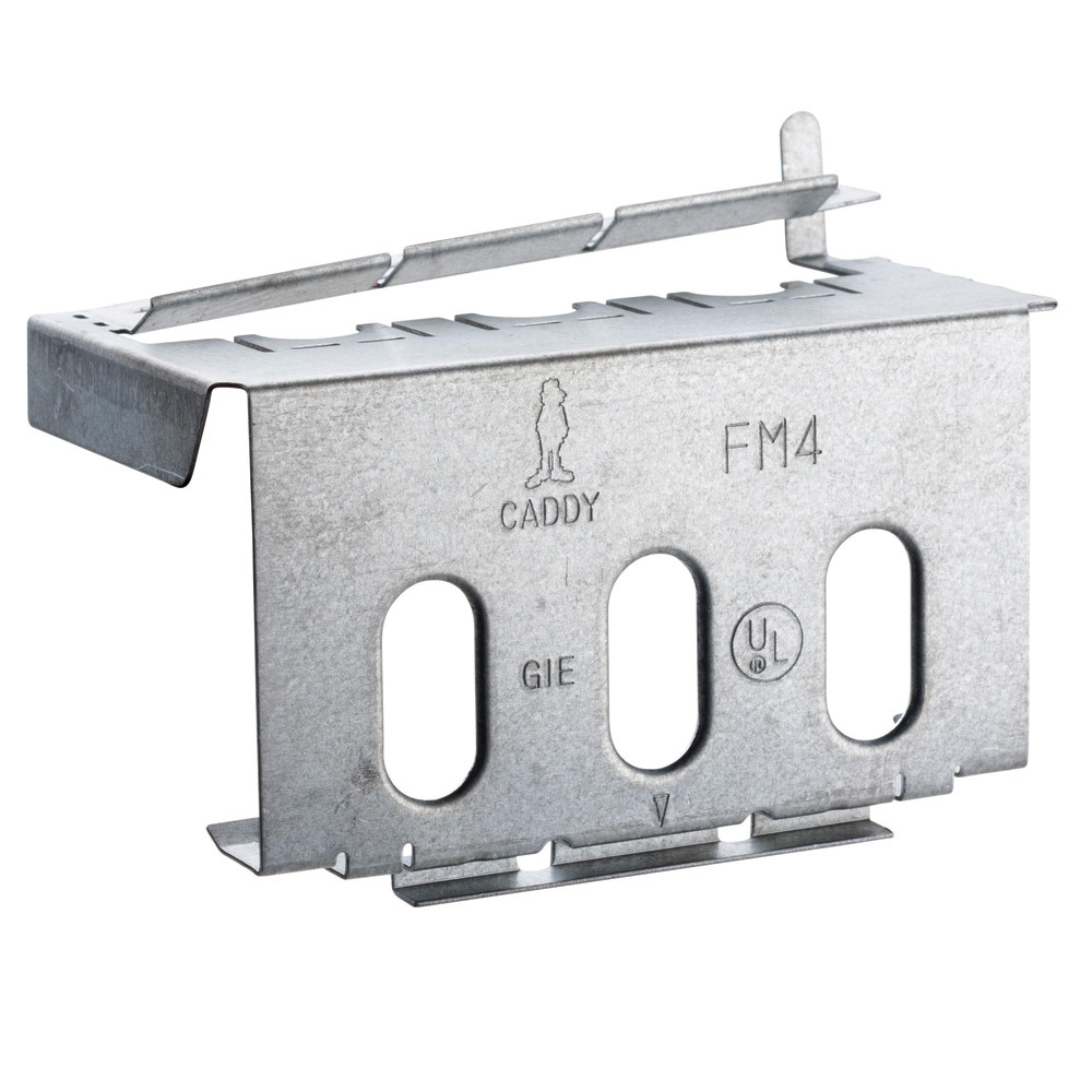 FM4 First Means of Securement Bracket, For Use With Heavy Duty Box Bracket, 4 in Box Size, 3/4 in EMT Conduit Size, 14 to 12 AWG MC/AC Cable Size, Steel