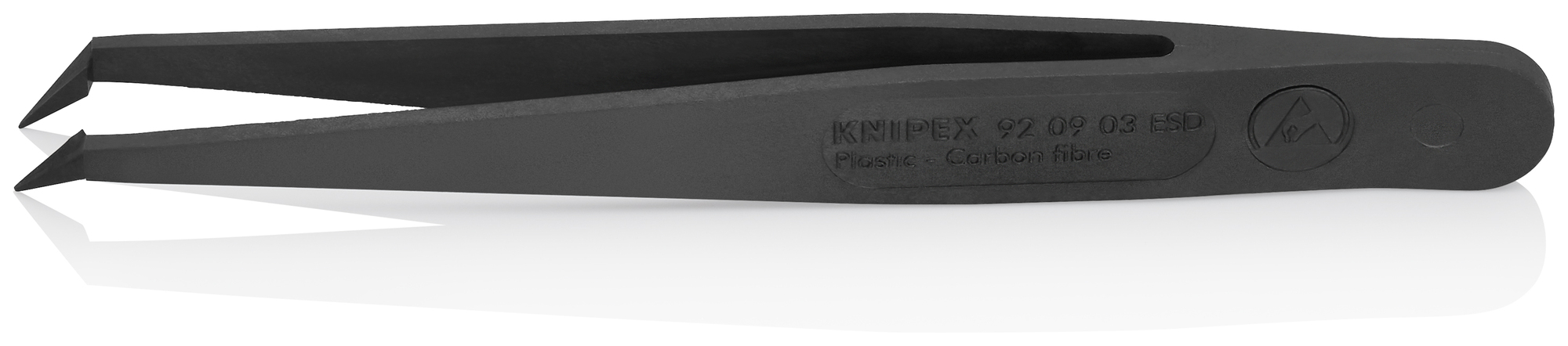 Plastic Gripping Tweezers-Pointed Tips-ESD, 4 1/2 in., 0.50 mm TT, 0.40 mm TW