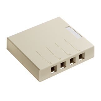 4S089-4IP 4-Port Outlet Box, Snap-In Module, For Use With QuickPort Shielded Connector, Surface Mounting, ABS