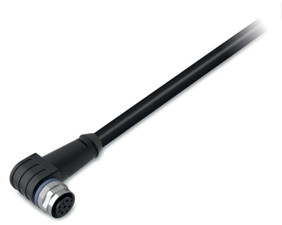 756-5302/040-015 Angled Sensor and Actuator Cable, 250 V AC/DC, M12 End Connection, 1.5 m L, Polyurethane