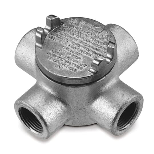 GUAX26-TB T&B Explosionproof Conduit Outlet Box With Cover, 3/4 in, 4 Gangs, 13.3 cu-in Capacity, Zinc Plated