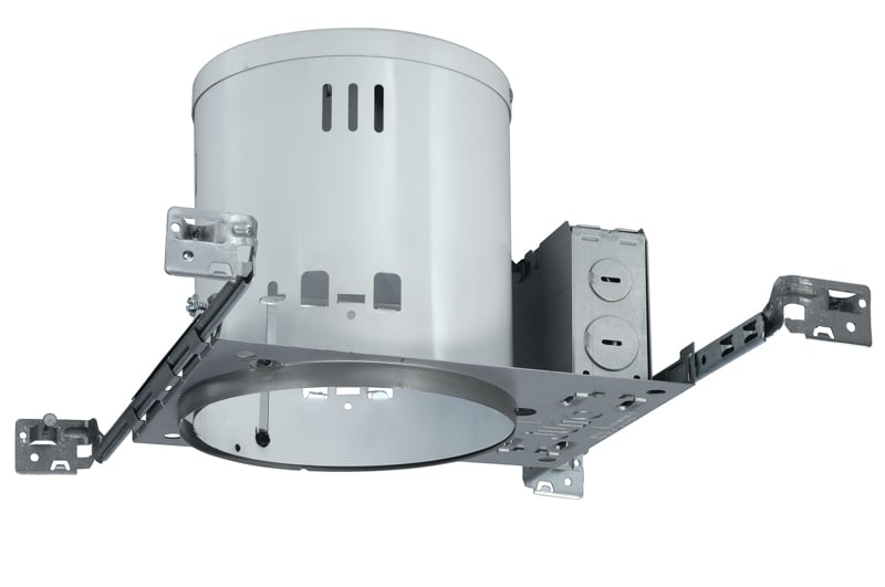 TC2 W New Construction Round Downlight Housing With Push-In Electrical Connectors, Incandescent Lamp, Non-Insulated Insulation, 120 V AC, 6-7/8 in Ceiling Opening