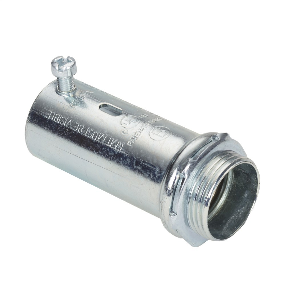 231-SLP Bridgeport Mighty-Align Setscrew Slip Connector, 3/4 in Trade, For Use With EMT Conduit, Steel, Zinc Plated