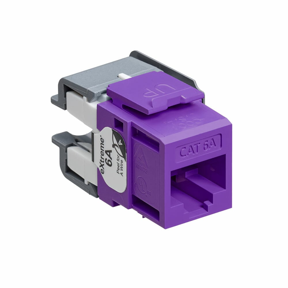 6110G-RP6 eXtreme QuickPort Channel Rated Crimp UTP Connector, Cat 6a Module, Flush Mount, 1 Port, Plastic, Purple