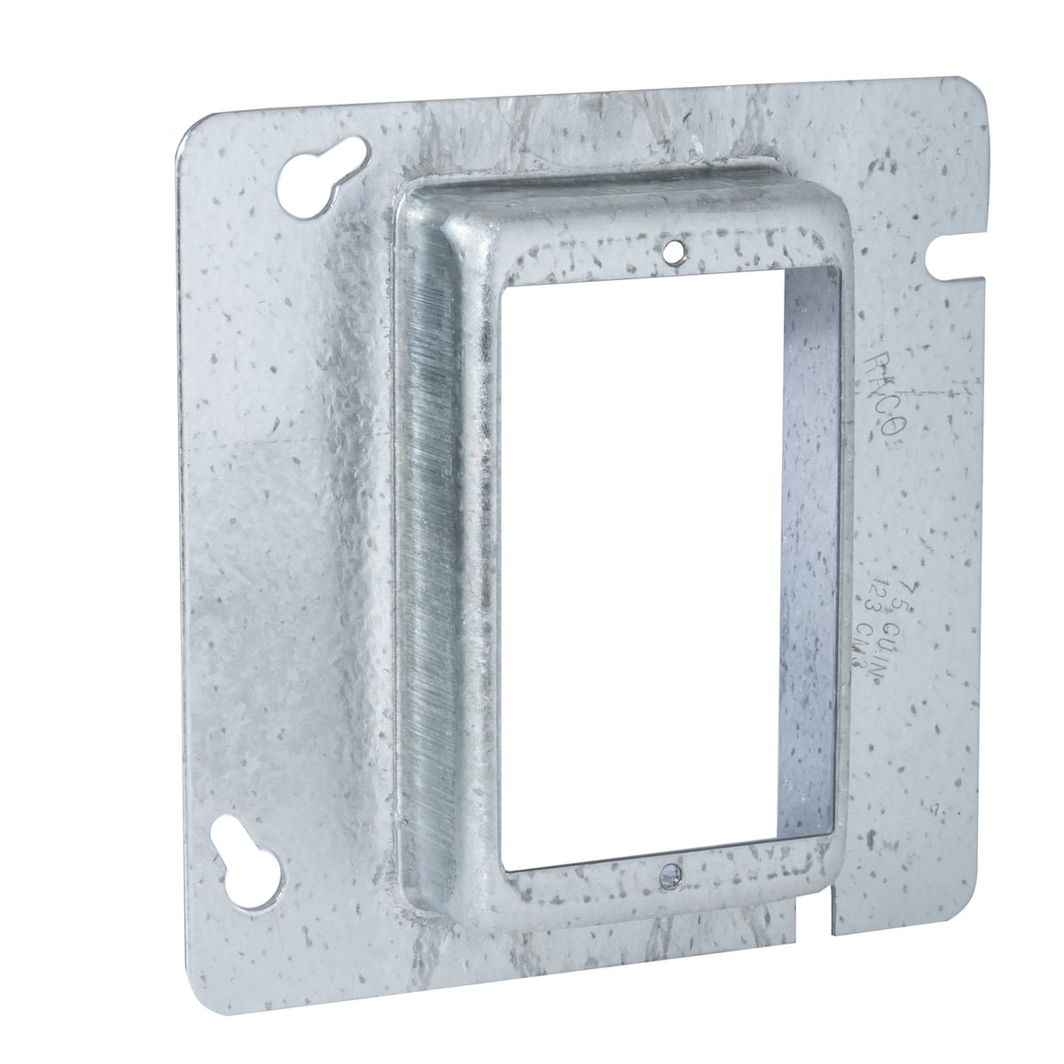 839 1-Device Raised Box Cover, 4-11/16 in L x 4-11/16 in W x 1 in D, Receptacle/Switch Cover, Drawn Steel