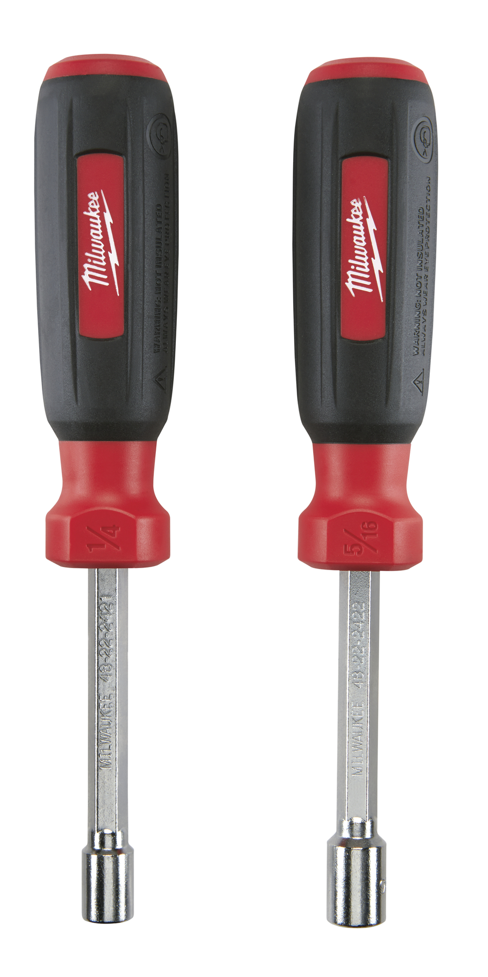 48-22-2402 Nut Driver Set, 2 Pieces, 7 in OAL, Cushion Grip Handle, Steel, Polished Chrome