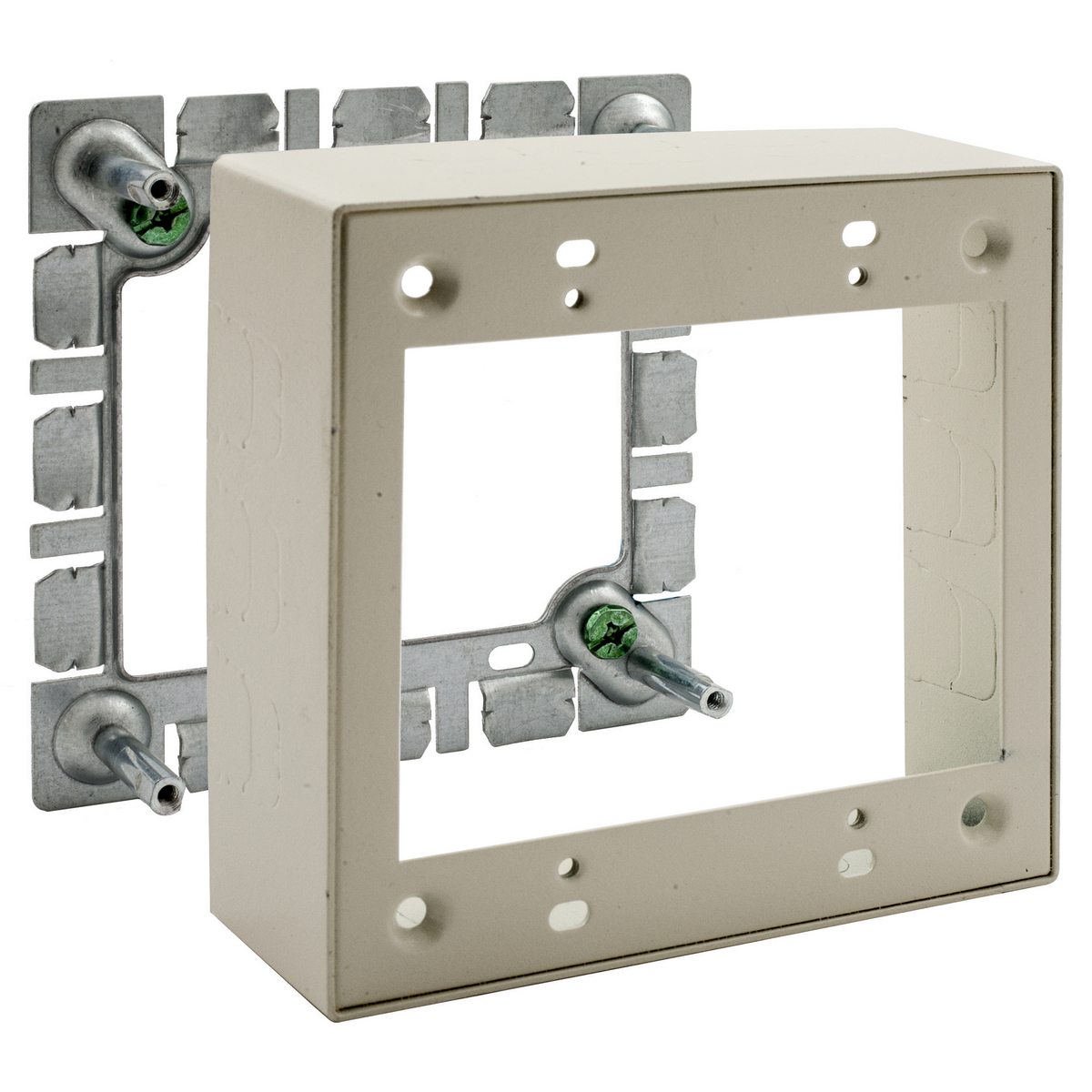HBL57512IVA 1-Gang Combination Rectangular Standard Extension Box, 4.7 in L x 4.8 in W x 1.4 in H, Steel, Ivory