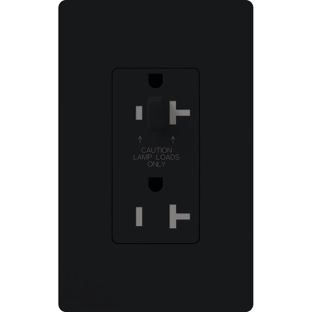CAR-15-HDTR-BL Claro Half-Dimming Tamper-Resistant Duplex Receptacle, Decorator-Style Outlet, 15 Amp, Gloss, Black