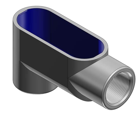 LB37 T&B BlueKote Type LB Conduit Body, 1 in Hub, Form 7 Form, 10.6 cu-in Capacity, Gray Iron, Epoxy Powder Coated/Zinc Plated