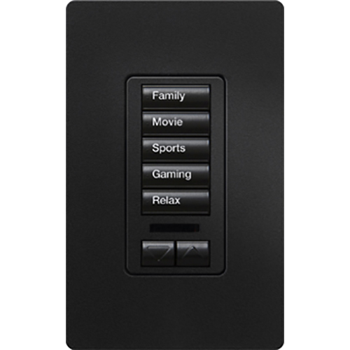 RRD-W5BRLIR-MN RadioRA 2 seeTouch Wall Keypad, 5-button with Raise/Lower and IR Receiver, Midnight