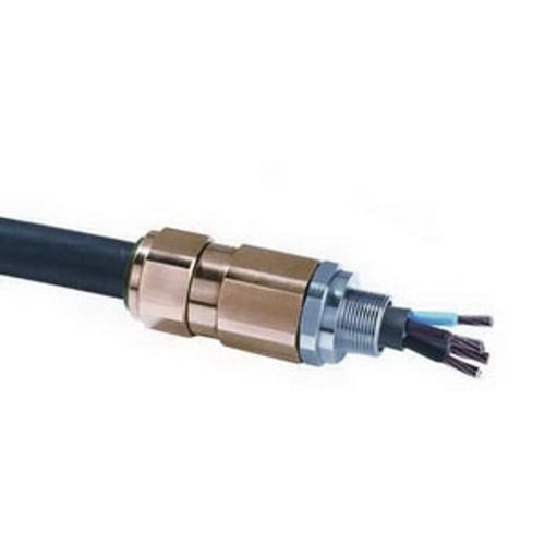 20T30755 T3 Series Straight Cable Gland, 3/4 in NPT Thread, 0.49 to 0.82 in Cable, Brass, Nickel Plated