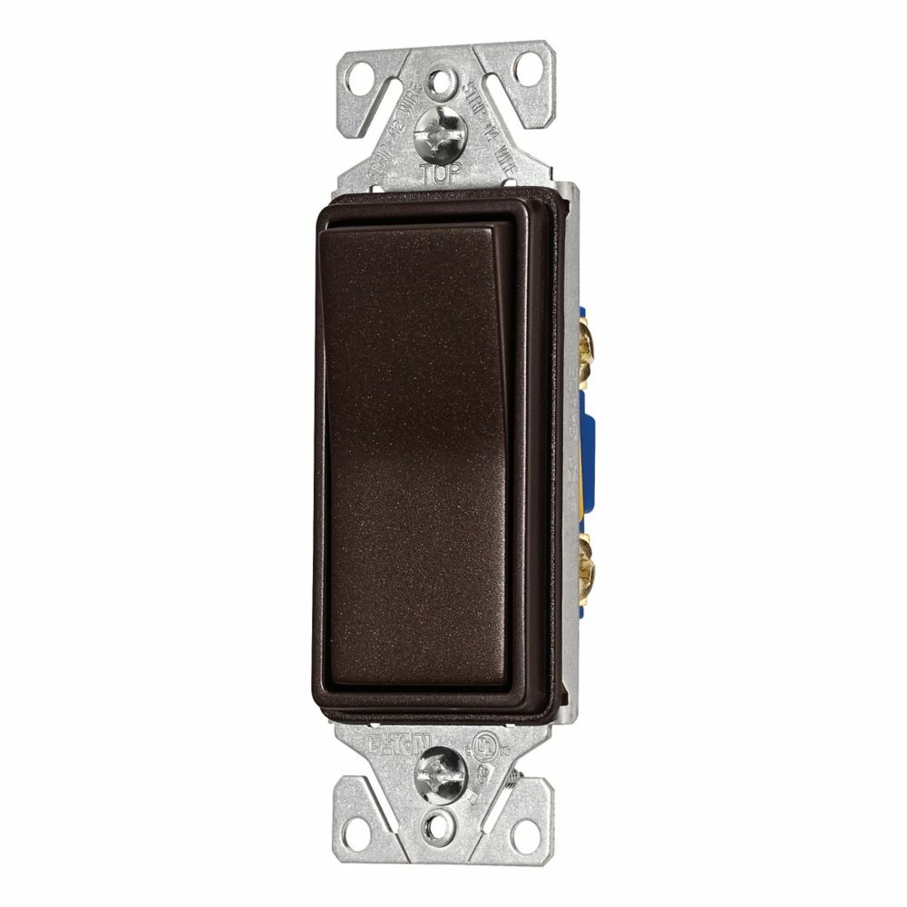 Eaton decorator switch, 15A, 120/277V, Back push wiring, Oil rubbed bronze, 1-pole 752797