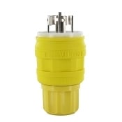 26W10 Wetguard 1-Phase Non-Grounding Watertight Cable Mount Locking Plug, 600 V AC/250 V DC, 10/20 A, 4 Poles, 5 Wires, Yellow