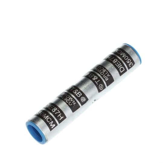 60565 Color-Keyed 2-Way Standard Barrel Splice Connector, 350 kcmil Compact/Concentric/Stranded Aluminum/Copper Conductor, Die Code: 87, 4.97 in L, Aluminum