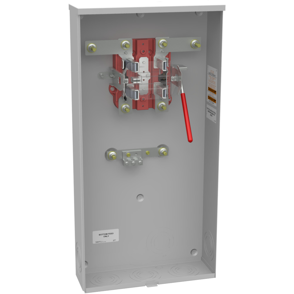 U1129-O-5T9 Single Position Meter Socket, 320 Amp, 1 Phase, Ringless, Lever, 4 Term, UG, 600V, 9 Oclock 5th Term