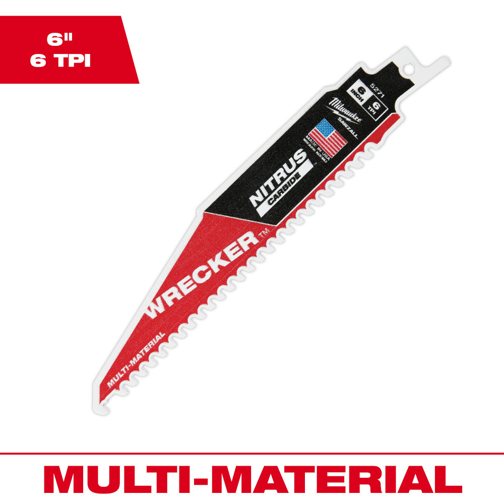48-00-5271 SAWZALL 27-Teeth Multi Material Cutting Blade, 6 in L x 8.75 in W, 6 TPI, Universal Tang